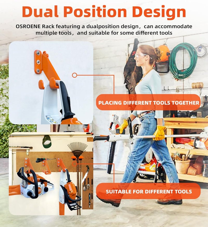 OSROENE Chainsaw Hanger, 3 Pack Chainsaw Wall Mount, Heavy Duty Chainsaw Holder, Garage Organization Garage Storage Shed Organizer Mounted Chainsaw Rack - Image 5